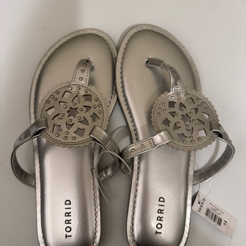 Torrid Metallic Silver Sandals